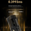 Ein schwarzer Attack Shark R5 Ultra 8K Mini Receiver wird vor einem dunklen, leuchtenden Hintergrund präsentiert.