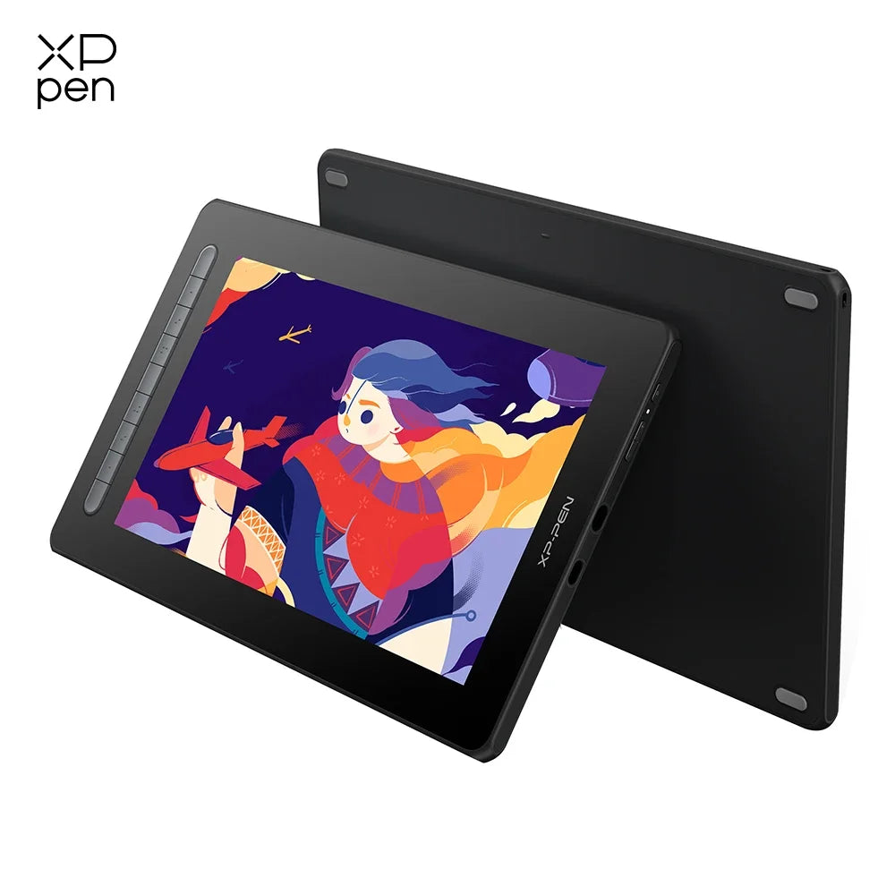 A black XP-Pen digital drawing tablet and its protective screen cover are shown on a white background.