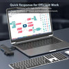 A laptop is shown with a 4-port USB 3.0 hub adapter and an external keyboard, demonstrating quick response for efficient work