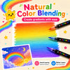 Colorful acrylic paint pens creating a rainbow gradient on paper for art projects
