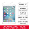 A collection of various iPad models including iPad Pro 9.7, Air 1, Air 2, and 9.7 models from 2017 and 2018.