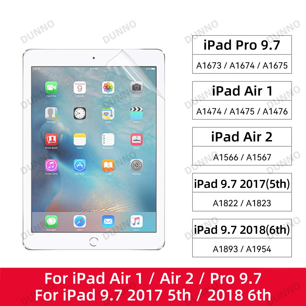 A collection of various iPad models including iPad Pro 9.7, Air 1, Air 2, and 9.7 models from 2017 and 2018.