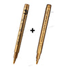 A pair of metallic brush pen markers for art and craft projects shown vertically.