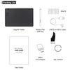 Liste d'emballage pour une tablette graphique : tablette, stylet EMR sans batterie, câble USB-A vers USB-C, gant et pince à p