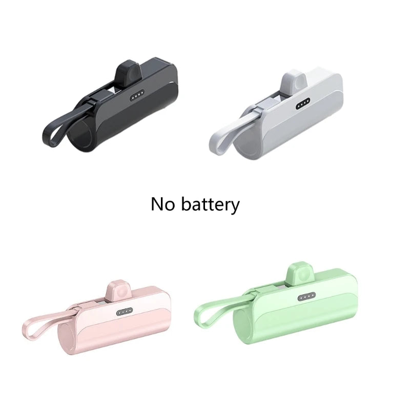 Three versions of a portable DIY power bank shell in black, silver, and light green colors.
