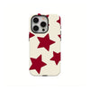 A light beige phone case decorated with scattered red stars.