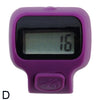 A purple digital counter device with a black screen displaying the number 16.