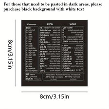 A set of vinyl keyboard shortcut stickers for Windows, Excel, and Word displayed on a white background.
