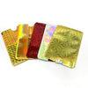 Five colorful anti-theft aluminum card holders displayed side by side.