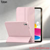 A pink trifold smart cover for an iPad is shown next to the device.