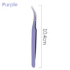 Purple macaron precision tweezers used for nail art and eyelash extensions