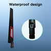 A black high-performance dual-band WiFi antenna set with a waterproof design shown in detail.