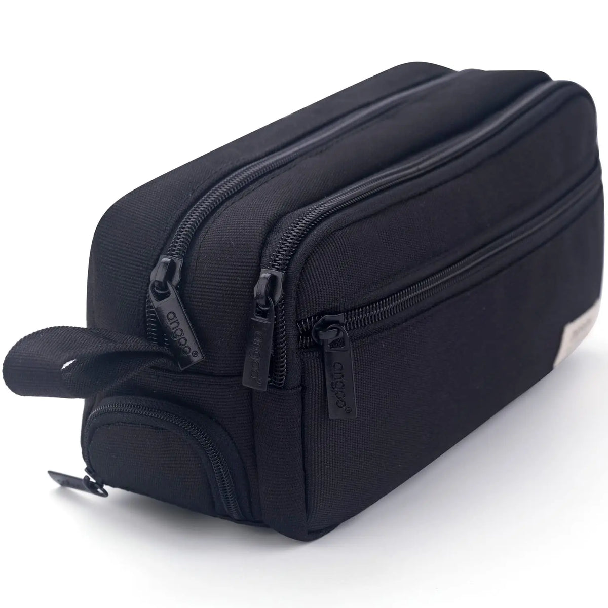 Black multi-layer stationery storage pencil case with a zipper closure