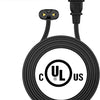 Black heavy duty AC power supply cable with a UL listed US plug connector.