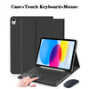 Estuche de teclado y mouse negro desmontable junto a un iPad.