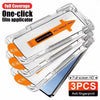 A set of three clear film applicators for installing tempered glass screen protectors on mobile devices.