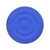 A smooth, round blue silicone product with a ripple grip texture.