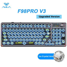 AULA F98 Pro V3 upgraded mechanical keyboard featuring transparent keycaps and RGB lighting.