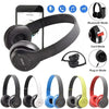 A collection of black wireless over-ear headphones showing various modes and color options.