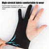 Black anti-smudge drawing gloves shown on a hand, highlighting the fabric and design.