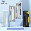 A white AULA F75 customized mechanical keyboard shown with various switch options and keycaps.