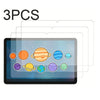 Three tempered glass screen protectors for an Amazon Fire HD tablet showing various planets and celestial bodies.