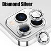 Diamant-Silber-Glas-Displayschutz für iPhone mit verschiedenen Linsen- und Ring-Anhängern