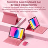 A pink universal slim protective case with an integrated keyboard is shown alongside a detached pad and a mouse.