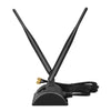 Black dual band magnetic WiFi antenna with a flexible cable.