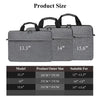 Gray nylon laptop tote bags in sizes 13.3, 14, and 15.6 inches shown with corresponding dimensions.