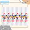 Six packs of 15g solid glue sticks in various colors and packaging for craft projects
