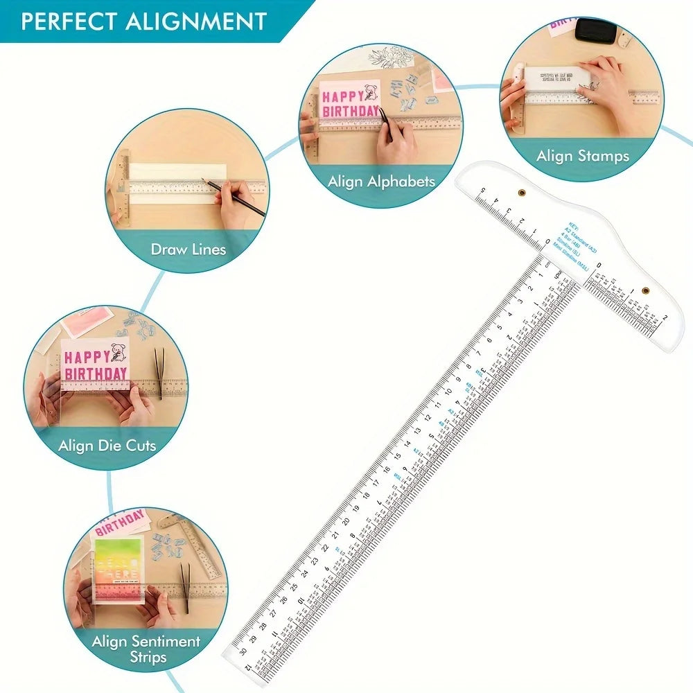 A set of acrylic T-square rulers used for perfect alignment in crafting and measuring projects.