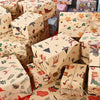 A collection of Christmas wrapping paper featuring Santa and tree designs in various patterns.