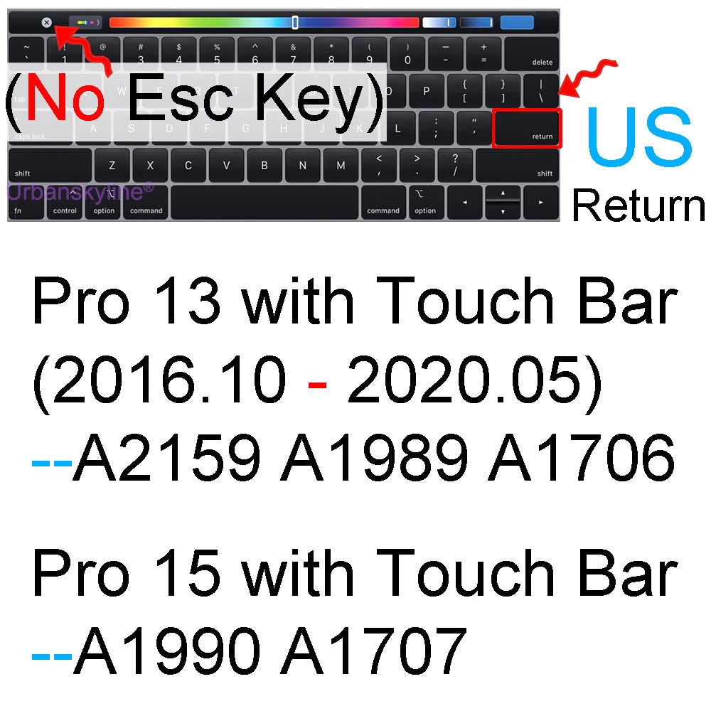 Vista de cerca de una cubierta de teclado de silicona para MacBook, mostrando varias teclas y un botón de retorno.