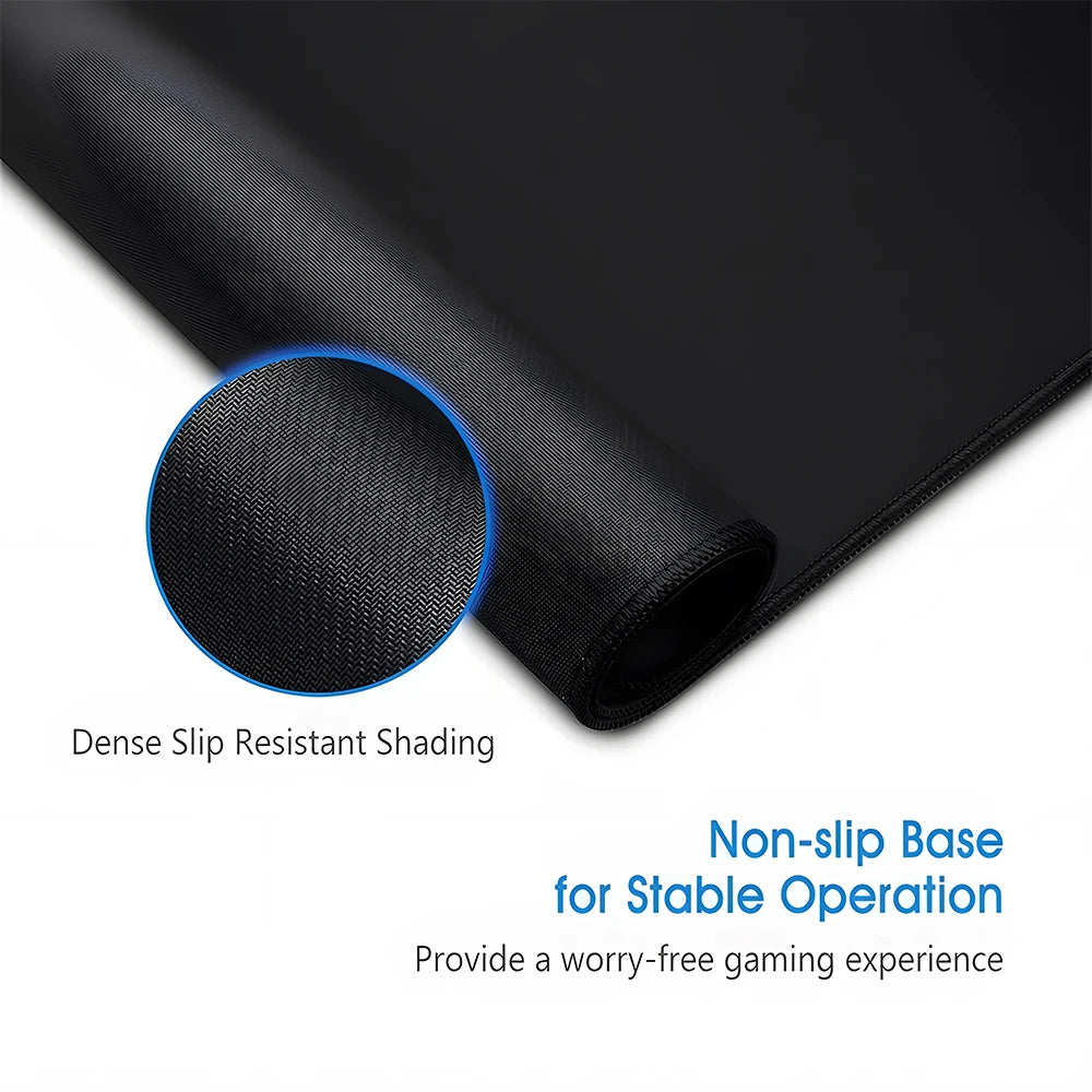 Black gaming mouse pad showing dense slip resistant shading and a non-slip base for stable operation