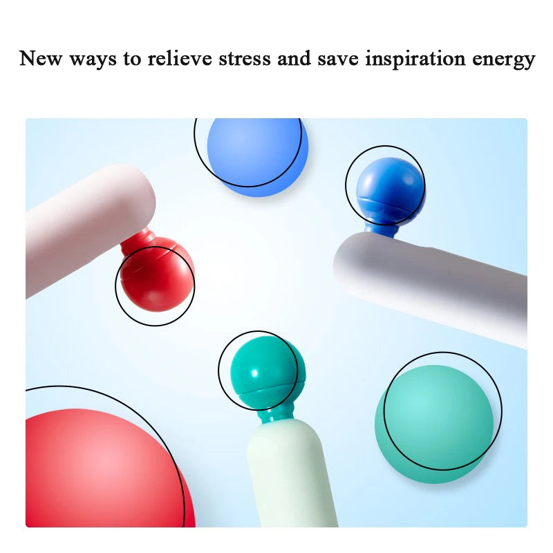 Various colored smooth gel pens shown in different angles and close-ups against a light blue background.