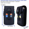 Black multilayer card slot phone pouch designed to hold two phones and one power bank