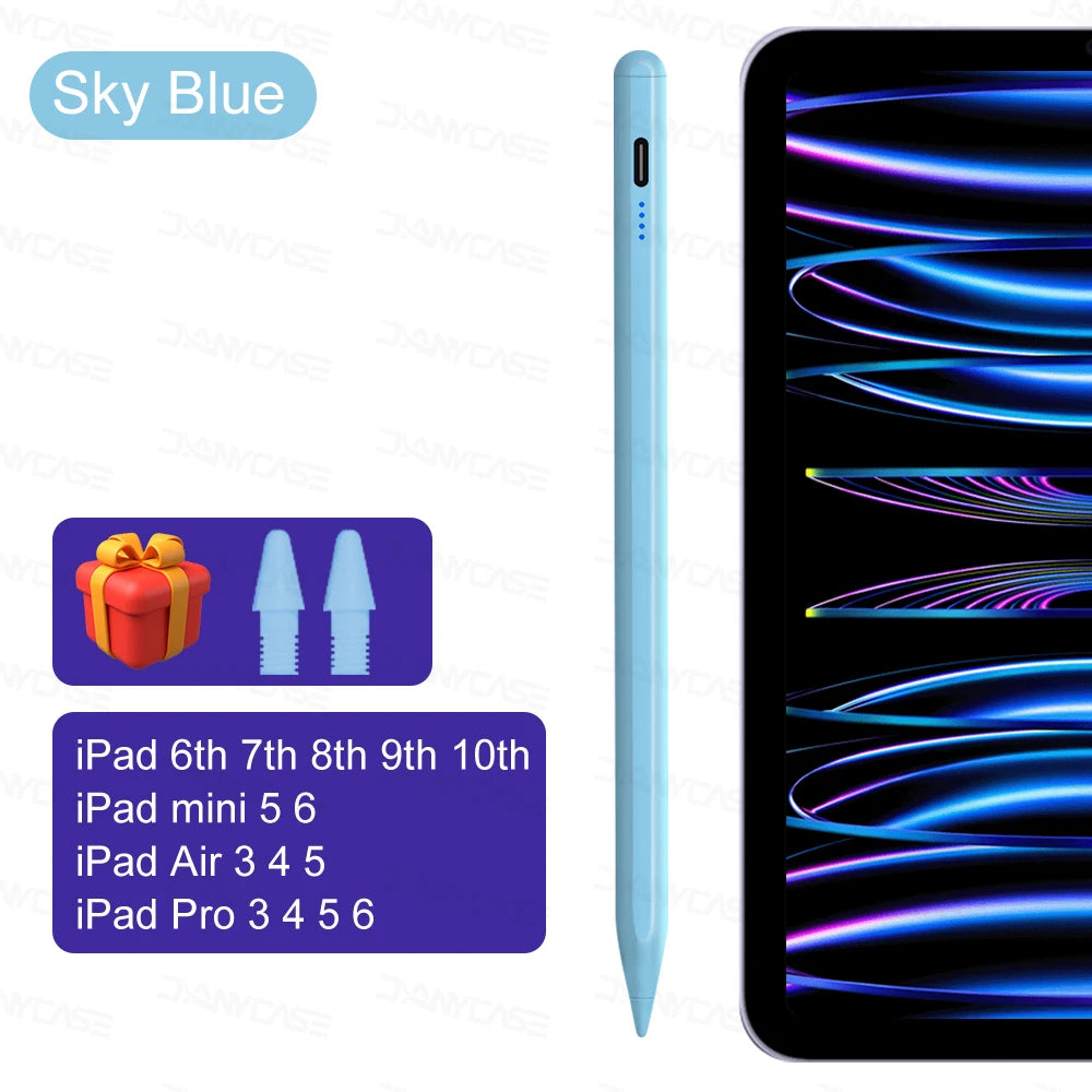 Sky Blue precision capacitive stylus pen for iPad models including 6th through 10th generation iPads and mini 5th generation