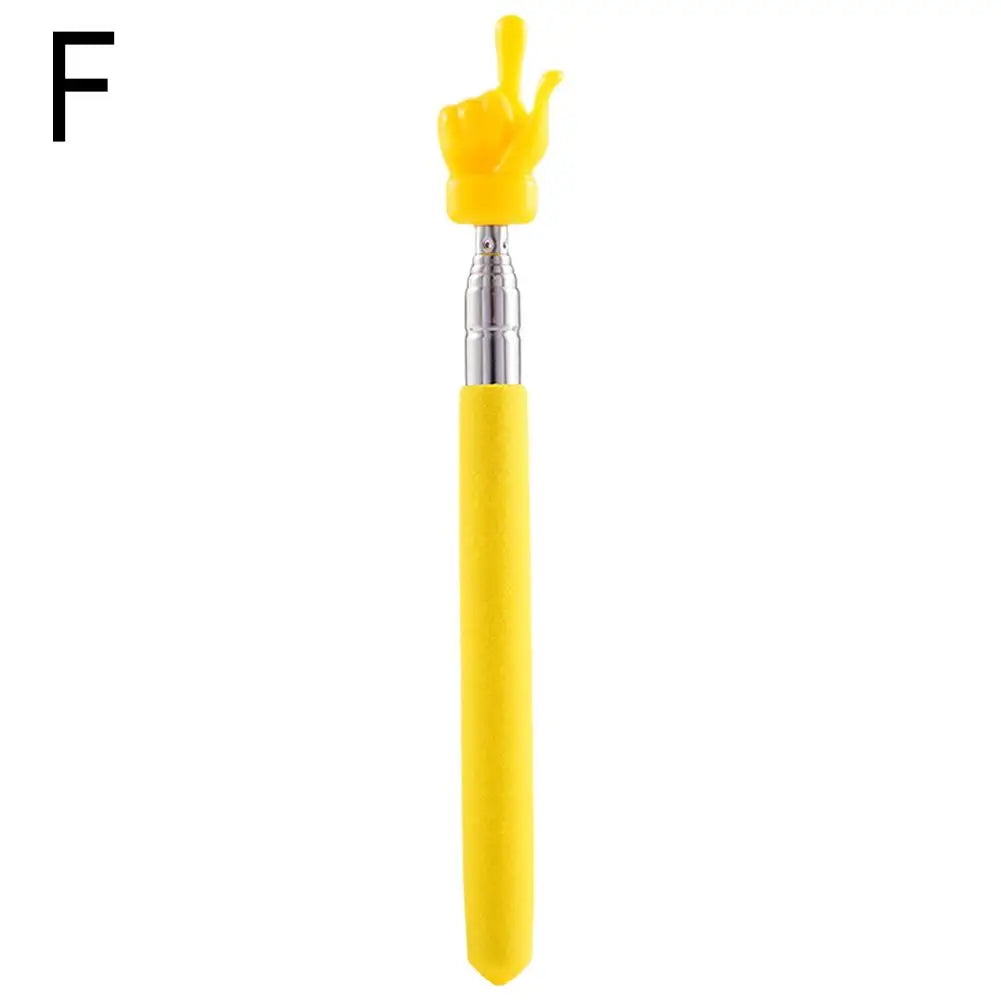 Yellow retractable hand pointer stick with a silver tip and yellow handle