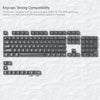 A set of 115 keycaps for mechanical keyboards, showing various layouts and sizes.