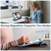 A hand holds a stylus on an iPad in drawing mode, demonstrating the product's dual modes.