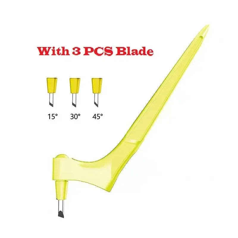 Yellow 3PCS blade art cutting tool set with different angles 15, 30, and 45 degrees