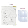 A white marble A5 photo album binder with a gold accent, shown next to 25 individual clear photo pages.