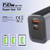 A black wall charger with USB-A and PPS ports is shown next to smartphone icons.