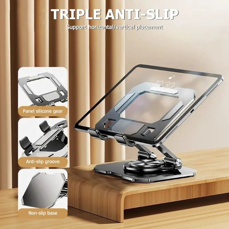 A clear acrylic triple anti-slip stand for a tablet or laptop, showing the panel silicone gear and non-slip base.