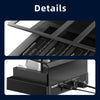 A black 4-bay external hard drive docking station showing internal drive slots and the unit itself.