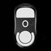 Top-down view of an Enhanced ICE Edition mouse skates for Logitech G PRO Wireless, featuring a black and white design.