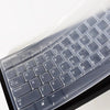 A close-up view of a clear silicone keyboard protector cover for a laptop keyboard.