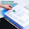 A hand is retrieving a document from an A4 expanding file with side opening pockets.