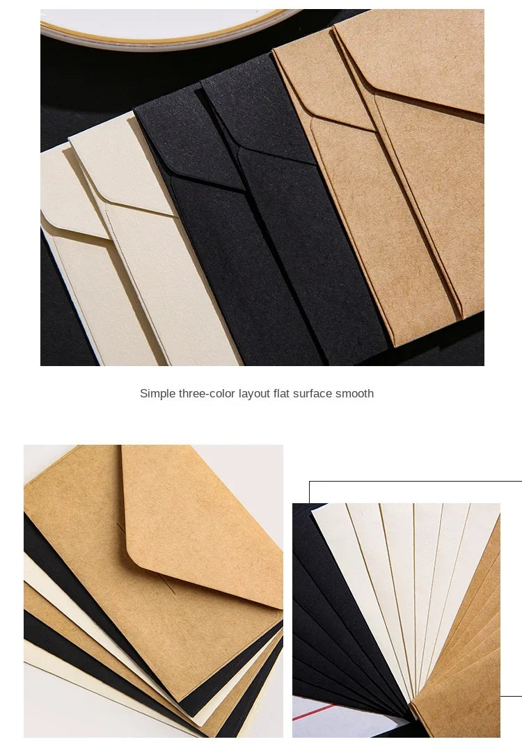Paquete de sobres en blanco rústico para invitaciones de boda en colores negro, beige y marrón